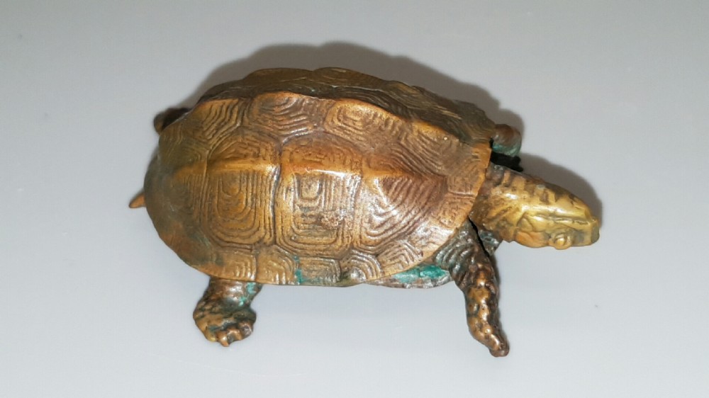 Excellent Meiji Japanese Miniature Bronze of a Turtle