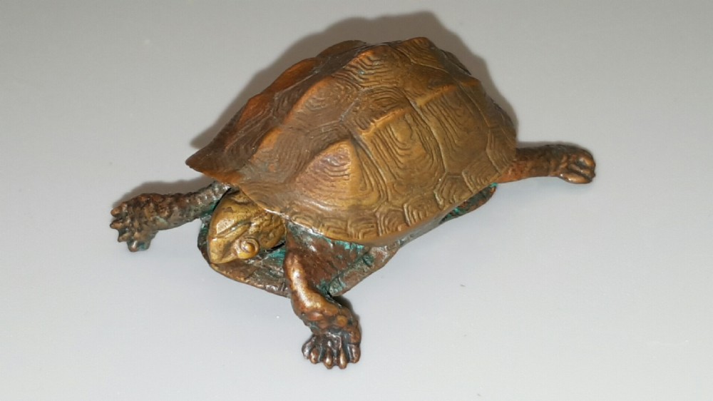 Excellent Meiji Japanese Miniature Bronze of a Turtle View II