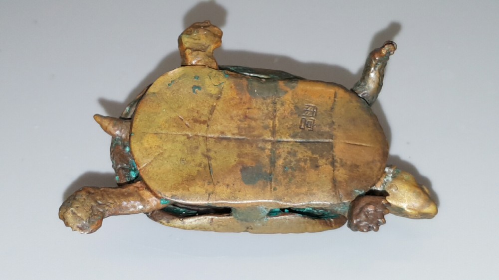 Excellent Meiji Japanese Miniature Bronze of a Turtle View IV