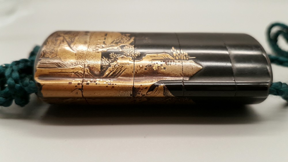 Japanese Edo Inro with ojime and netsuke View IV