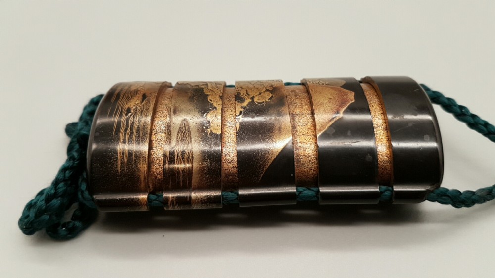 Japanese Edo Inro with ojime and netsuke View VI