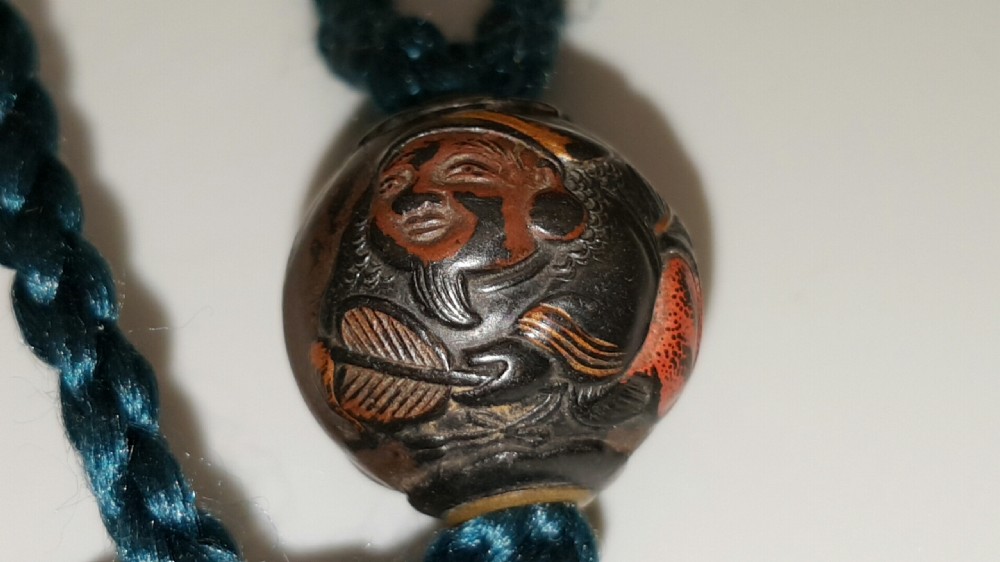 Japanese Edo Inro with ojime and netsuke View VII
