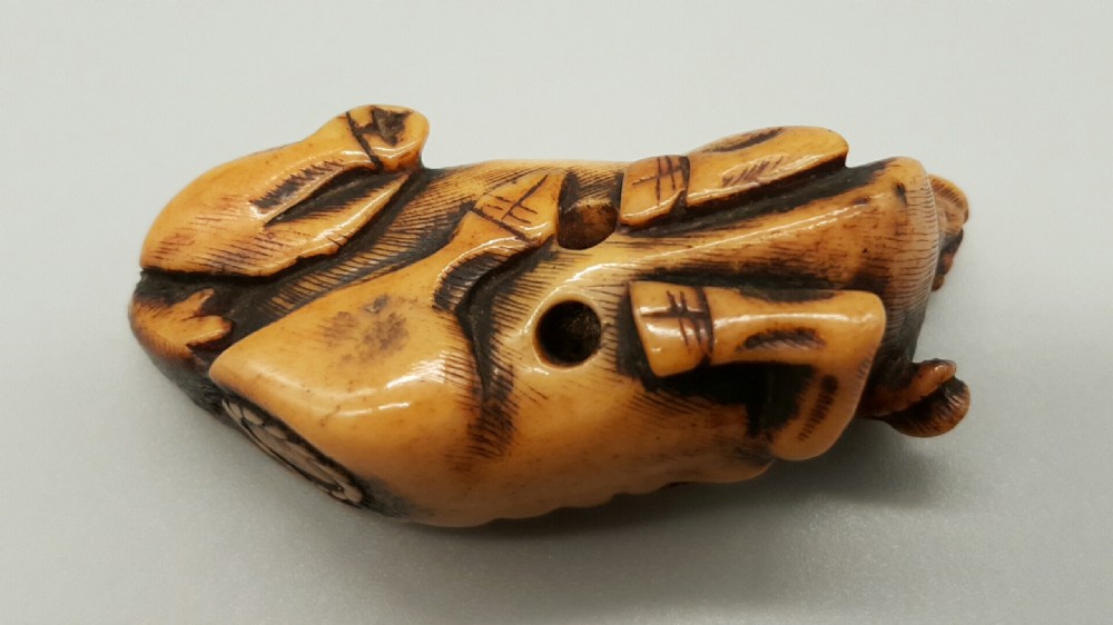 Japanese Edo/Meiji Stag Antler Ox Netsuke  View VI