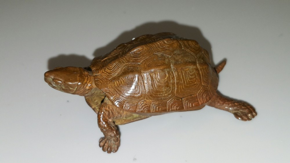 Japanese Meiji Miniature Bronze Turtle