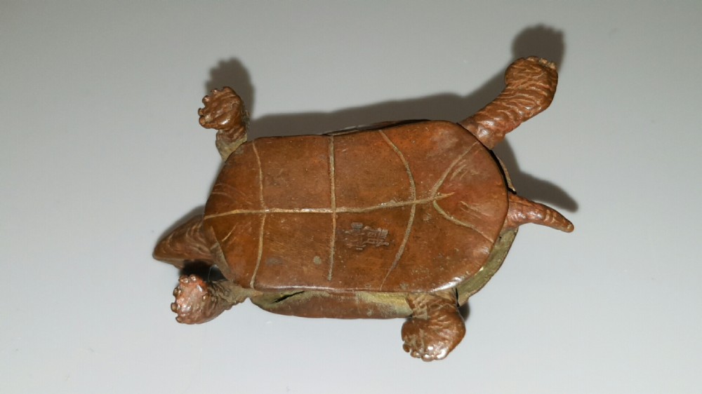 Japanese Meiji Miniature Bronze Turtle View V