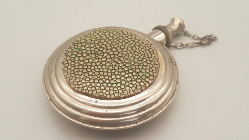 Rare Victorian Shagreen Combination Powder Compact & Perfume Bottle
