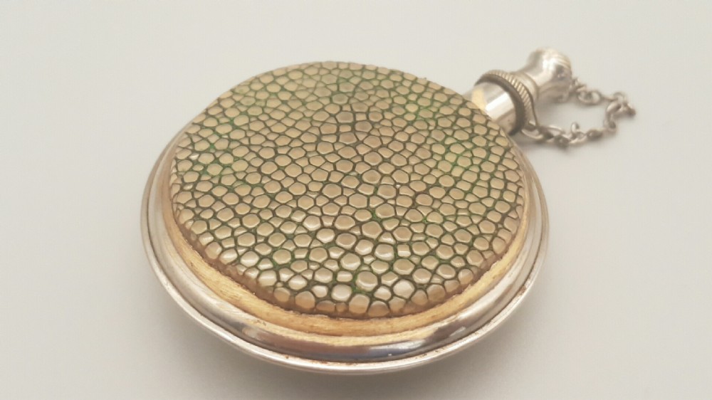 Rare Victorian Shagreen Combination Powder Compact & Perfume Bottle View II