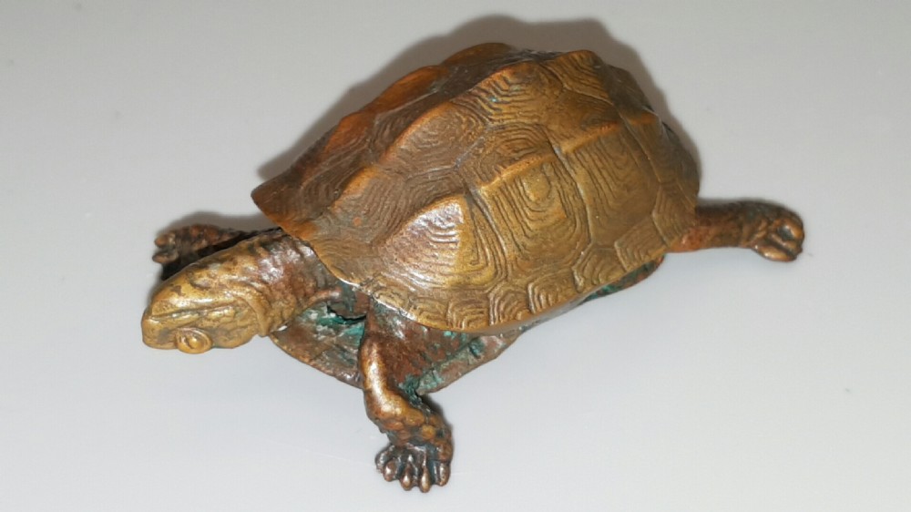 Excellent Meiji Japanese Miniature Bronze of a Turtle