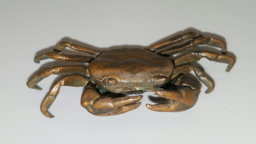 Nice Meiji Japanese Miniature Bronze Crab