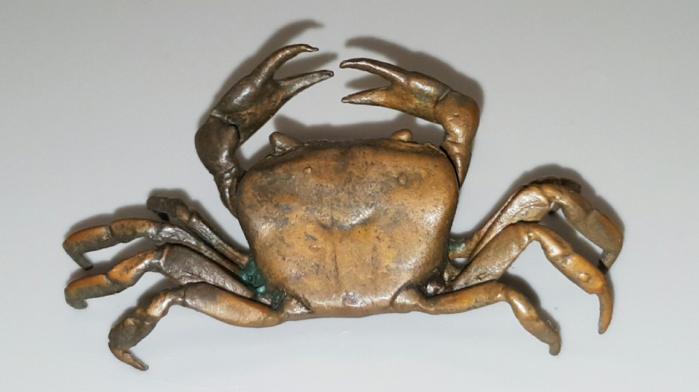 Nice Meiji Japanese Miniature Bronze Crab View II