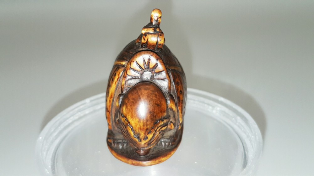 Charming Japanese Edo 18thC Boxwood Netsuke of Caparisoned Elephant View III
