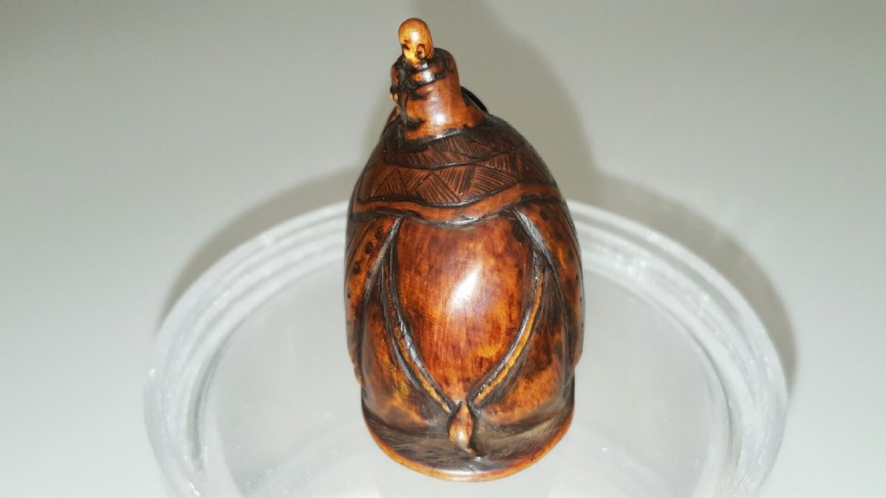 Charming Japanese Edo 18thC Boxwood Netsuke of Caparisoned Elephant View IV