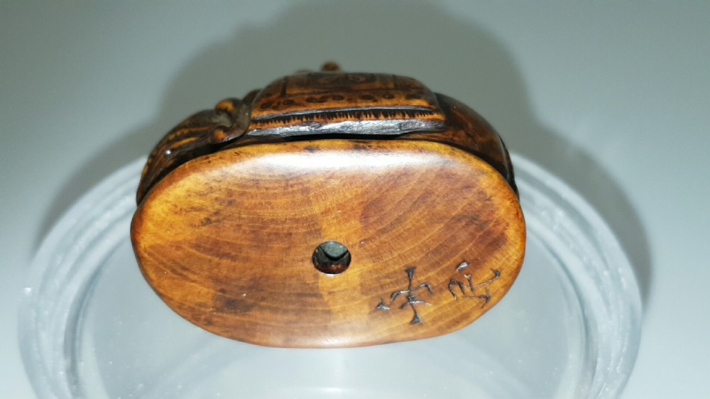 Charming Japanese Edo 18thC Boxwood Netsuke of Caparisoned Elephant View V
