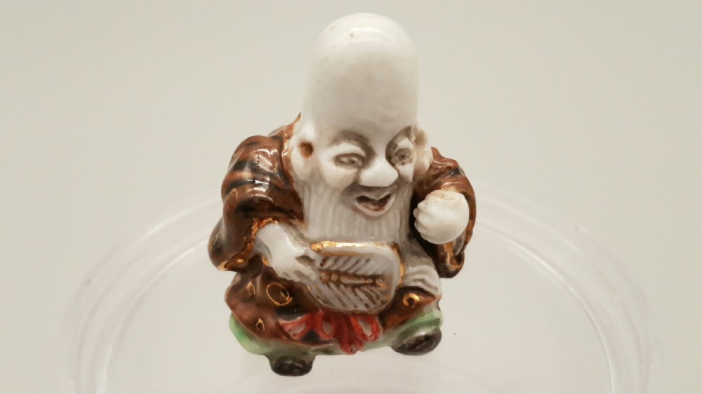 Japanese Meiji Porcelain Kutani Netsuke of Fukurokuji