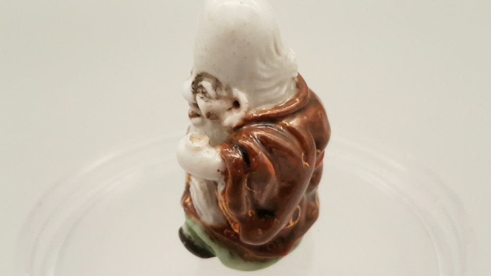 Japanese Meiji Porcelain Kutani Netsuke of Fukurokuji View III