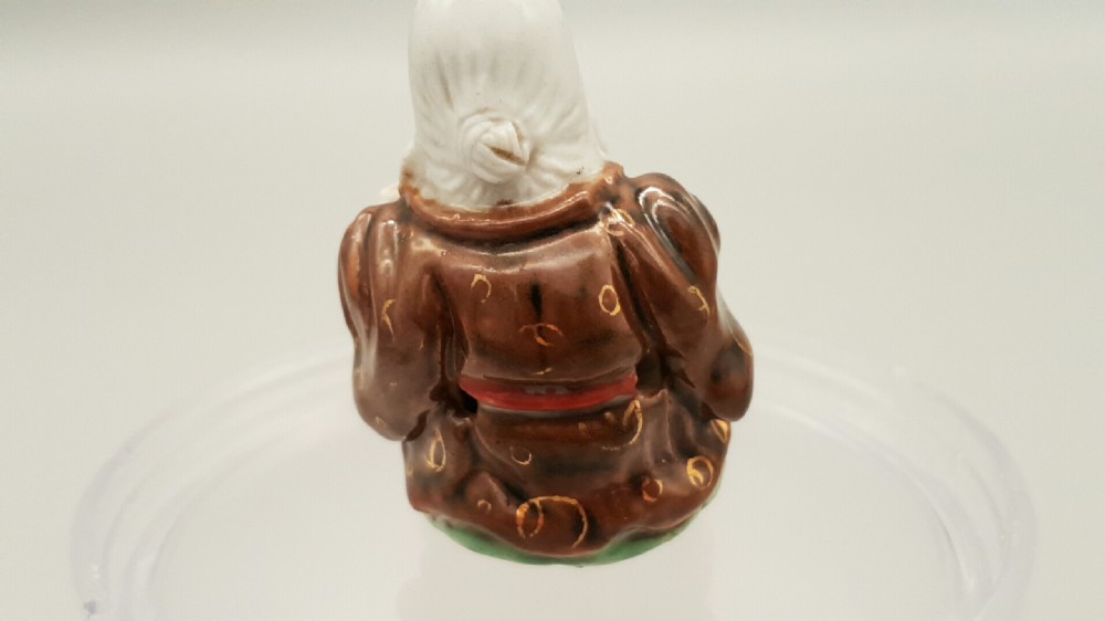 Japanese Meiji Porcelain Kutani Netsuke of Fukurokuji View V