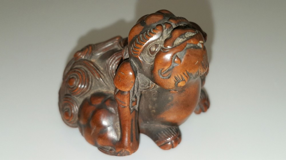 Superb Japanese Edo (19thC) Boxwood Netsuke of a Karashishi 