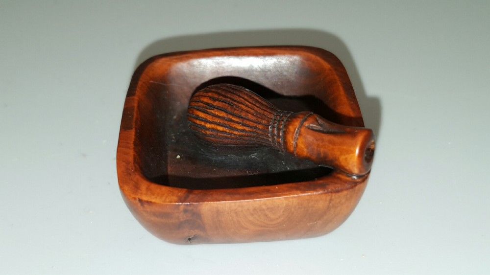 Japanese Meiji (19thC) Boxwood Netsuke of a bowl with whisk