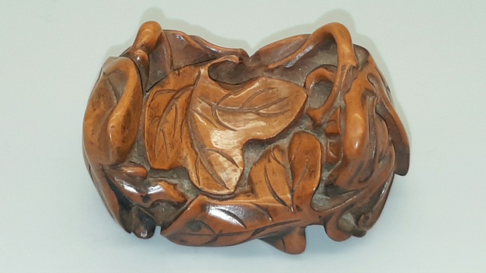 Rare Japanese Edo (mid 19thC) Boxwood/Treen Netsuke of a Traditional Japanese Pillow (Takamakura) 
