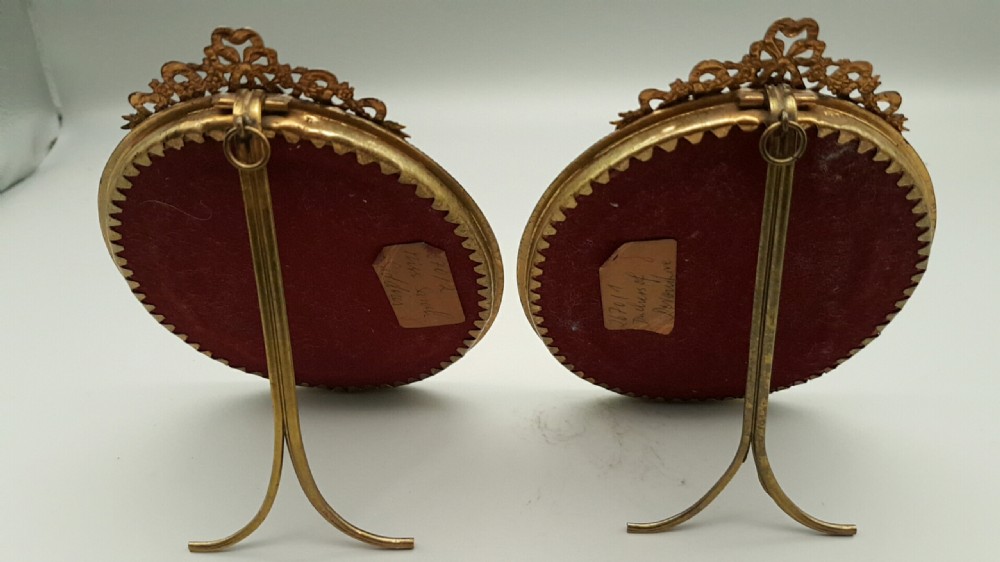 Two Miniature Portraits ca 1900 in Period Gilt Brass Oval Frames View II