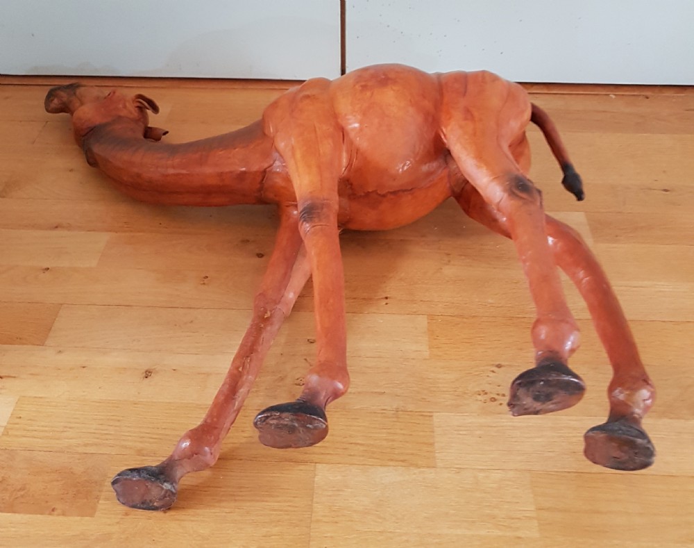 Beautiful Antique Large Leather Dromedary (One-Humped) Camel   View V