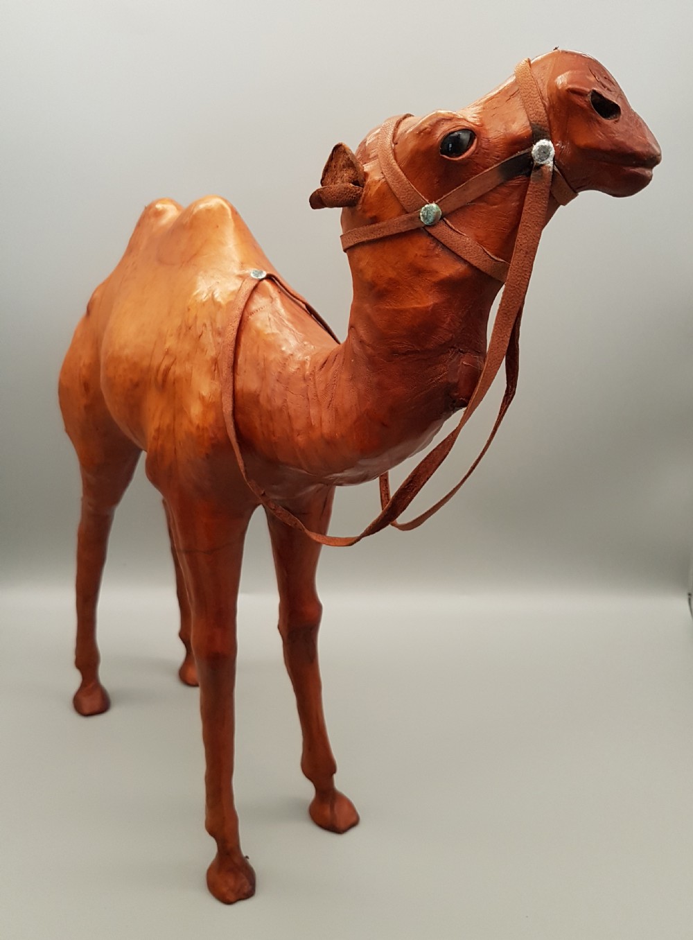 Small Vintage Bactrian (two-humped) Leather Camel with glass eyes View II