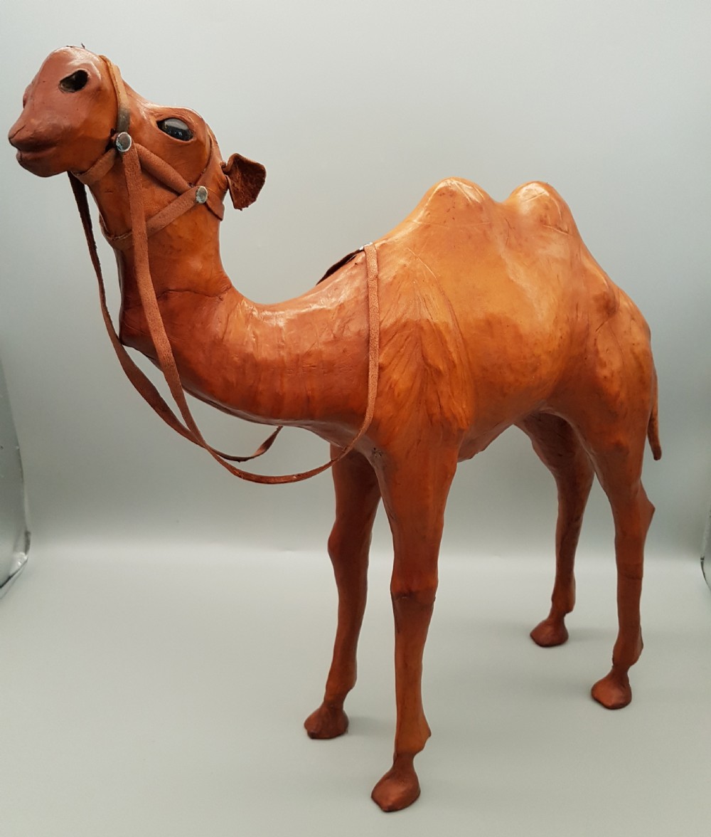 Small Vintage Bactrian (two-humped) Leather Camel with glass eyes View VII