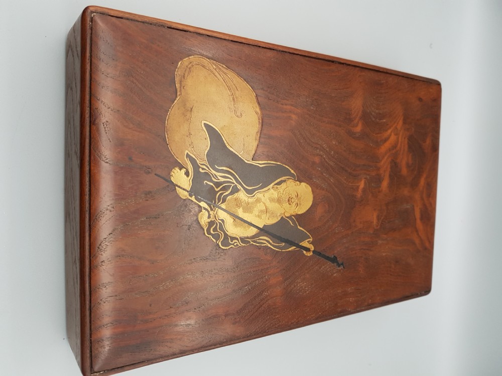 Rare Japanese Meiji (19thC) Mulberry Wood Writing Box (Suzuri-bako)