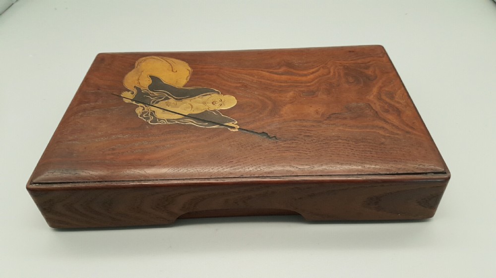 Rare Japanese Meiji (19thC) Mulberry Wood Writing Box (Suzuri-bako) View VI