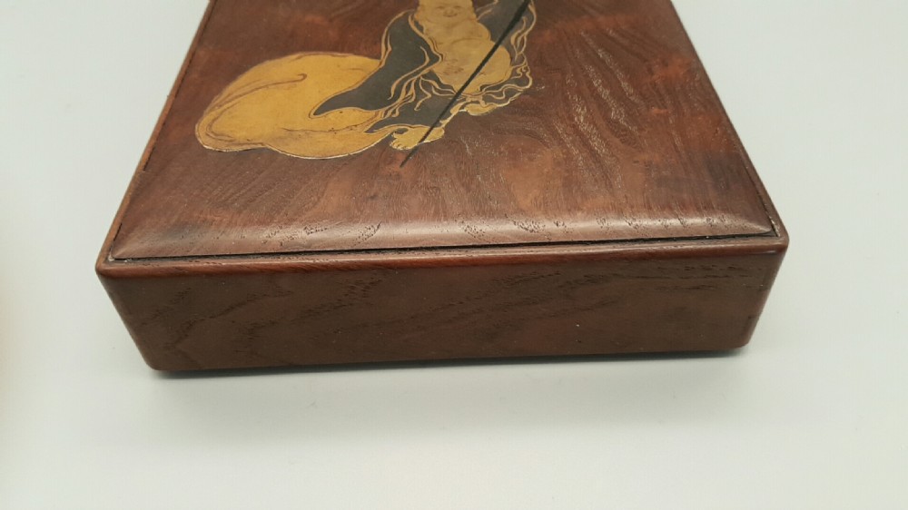 Rare Japanese Meiji (19thC) Mulberry Wood Writing Box (Suzuri-bako) View VII