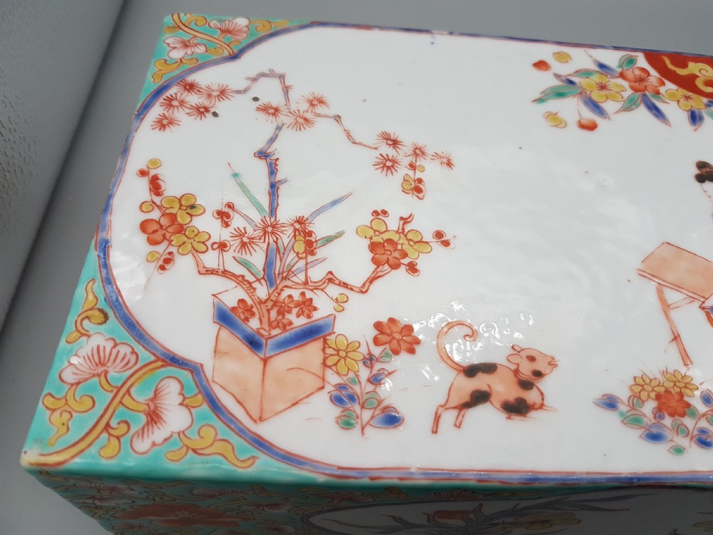 Extremely Rare Japanese Edo (18thC) Hand-Painted Porcelain Writing Box (Suzuri-bako) View IV
