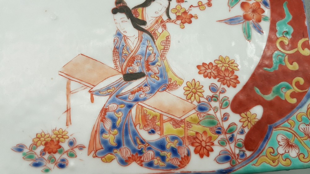 Extremely Rare Japanese Edo (18thC) Hand-Painted Porcelain Writing Box (Suzuri-bako) View VIII
