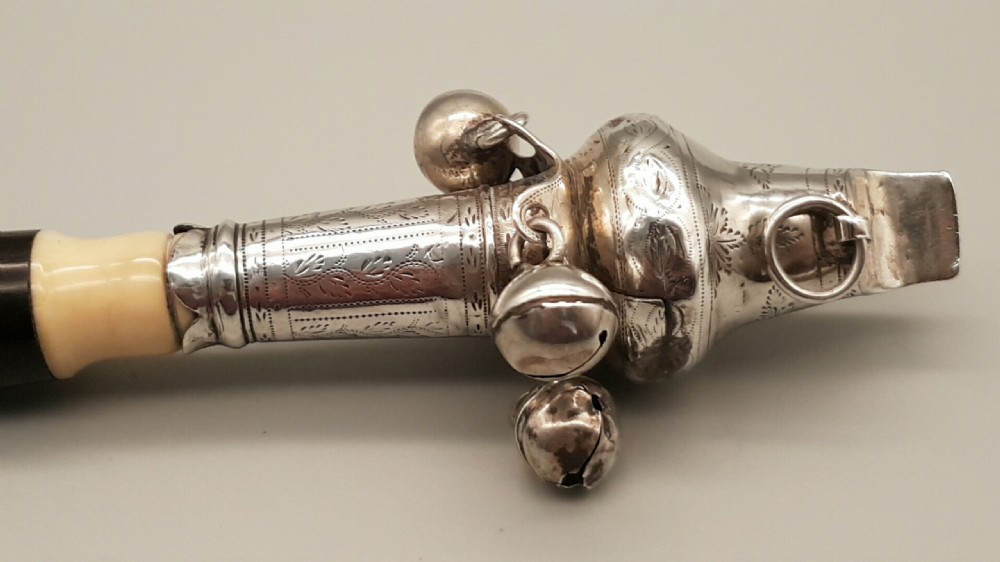 Antique Georgian (18thC) Silver Baby’s Rattle, Whistle & Teether  View III