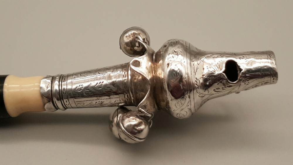 Antique Georgian (18thC) Silver Baby’s Rattle, Whistle & Teether  View IV