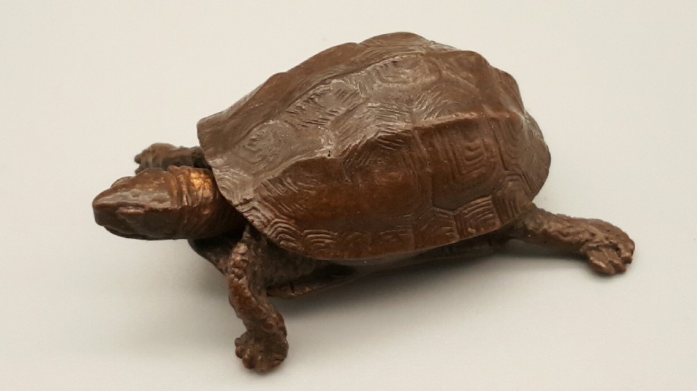 Excellent Meiji Japanese Miniature Bronze of a Tortoise