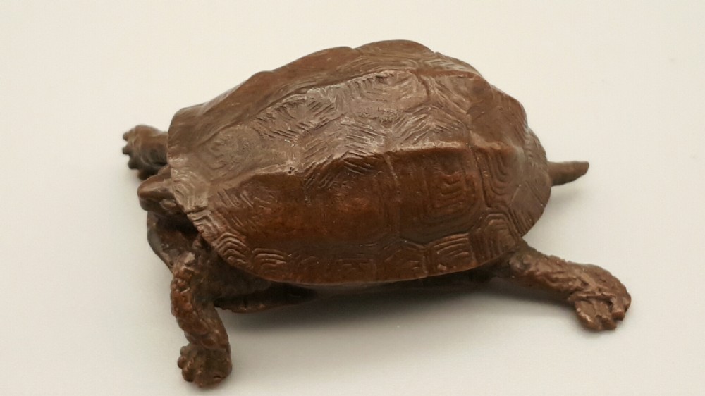 Excellent Meiji Japanese Miniature Bronze of a Tortoise View II