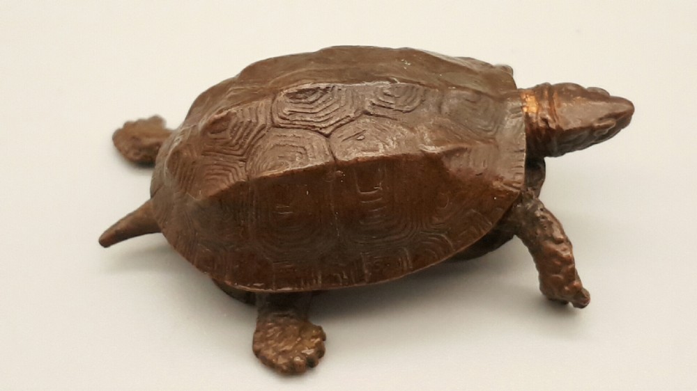 Excellent Meiji Japanese Miniature Bronze of a Tortoise View III
