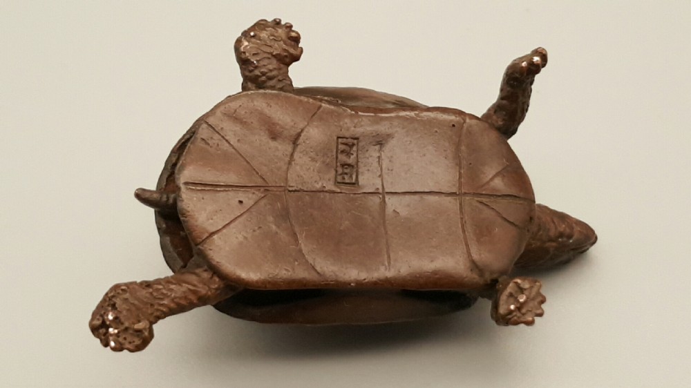 Excellent Meiji Japanese Miniature Bronze of a Tortoise View IV