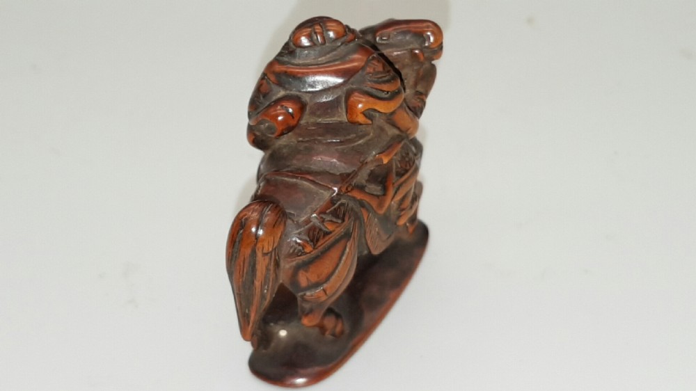 Rare Japanese Edo (early to mid-19thC) Boxwood Netsuke of General Gentoku View IV