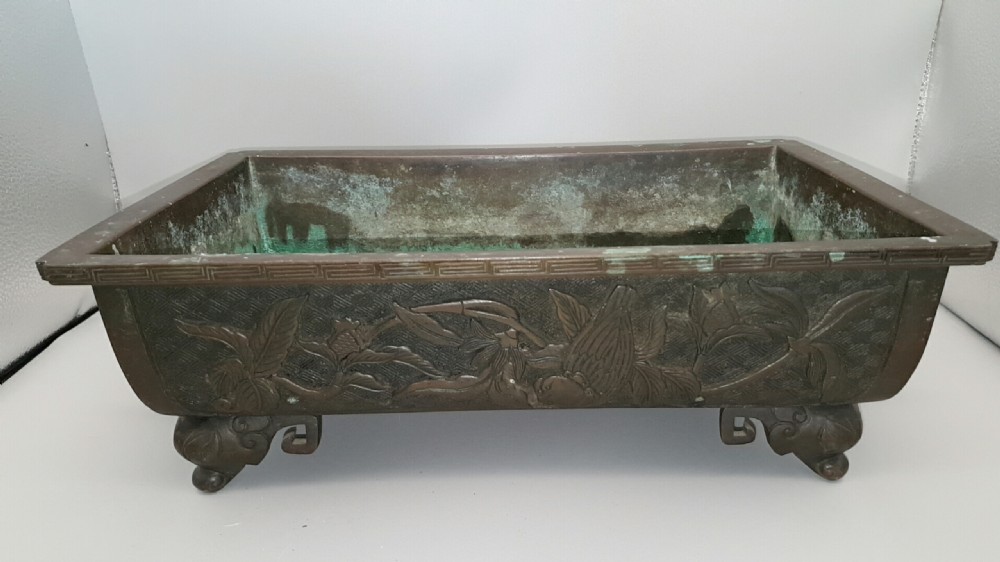 Excellent Japanese Meiji (19thC) Bronze Rectangular Jardiniere