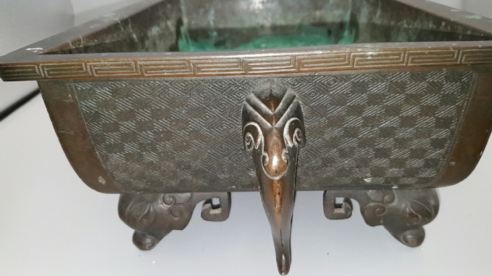 Excellent Japanese Meiji (19thC) Bronze Rectangular Jardiniere View VI