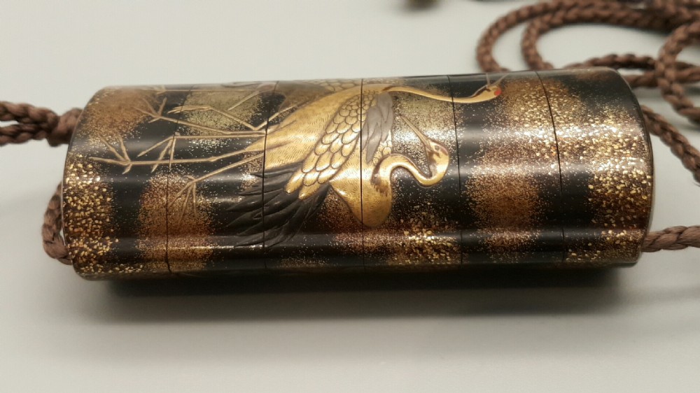 Japanese Edo (19thC) Five-Case Gold, Silver & Black Lacquer Inro by Koma Koryu View IV