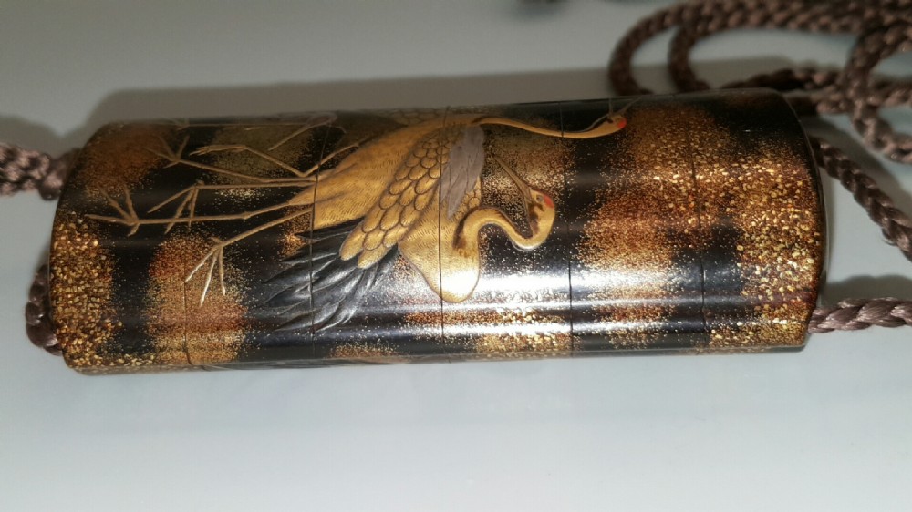 Japanese Edo (19thC) Five-Case Gold, Silver & Black Lacquer Inro by Koma Koryu View V