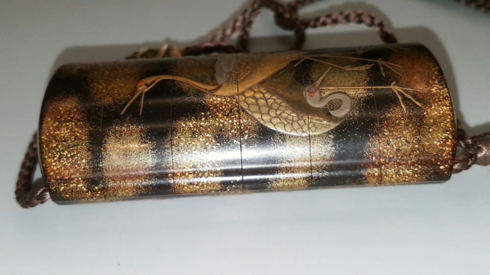 Japanese Edo (19thC) Five-Case Gold, Silver & Black Lacquer Inro by Koma Koryu View VI