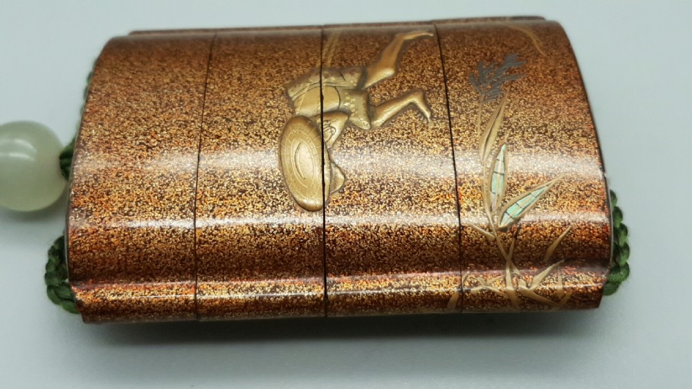 Japanese Edo (19thC) Three-Case Gold Lacquer Inro by Jitokusai View III