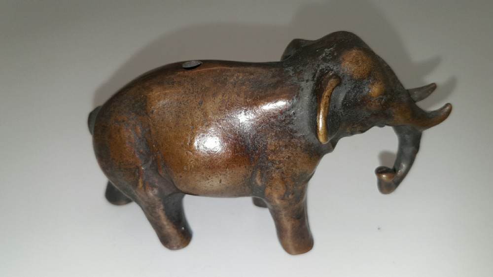 Charming Antique (19thC) Japanese Bronze Elephant Water Dropper  View II