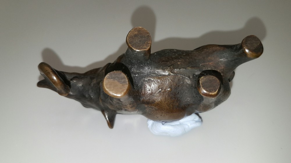 Charming Antique (19thC) Japanese Bronze Elephant Water Dropper  View VI