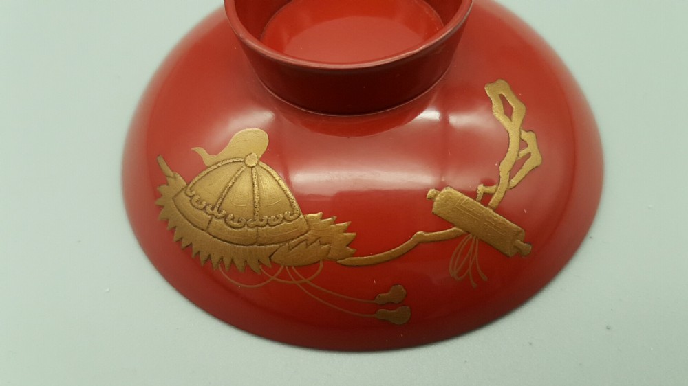 Three Exquisite Japanese Meiji (19thC) Lacquer Sake Cups View IX