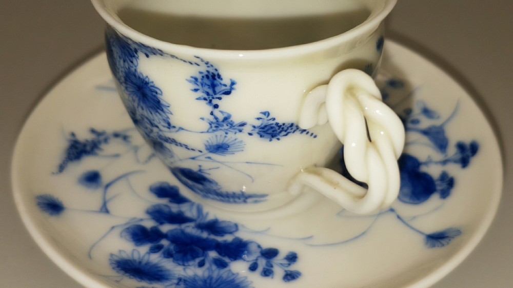 Exquisite Japanese Meiji (19thC) Arita Blue & White Cup and Saucer View IV