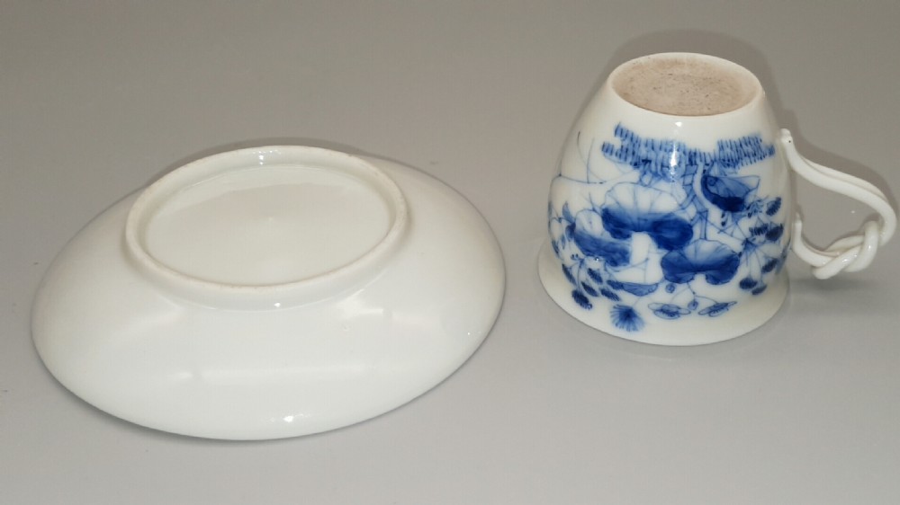Exquisite Japanese Meiji (19thC) Arita Blue & White Cup and Saucer View VI